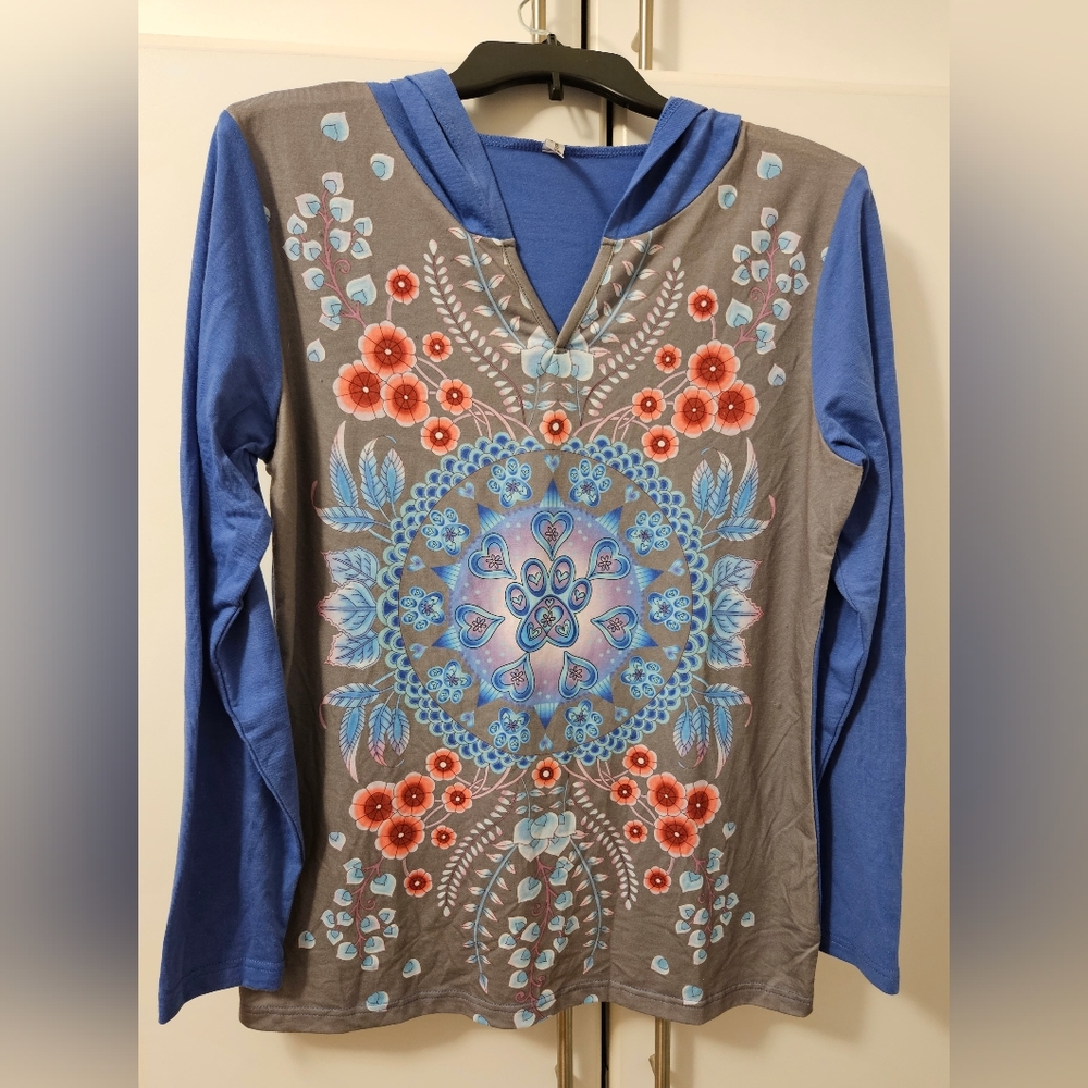 NWOT Hooded Tunic from The Animal Rescue Site; Blue. Size M.